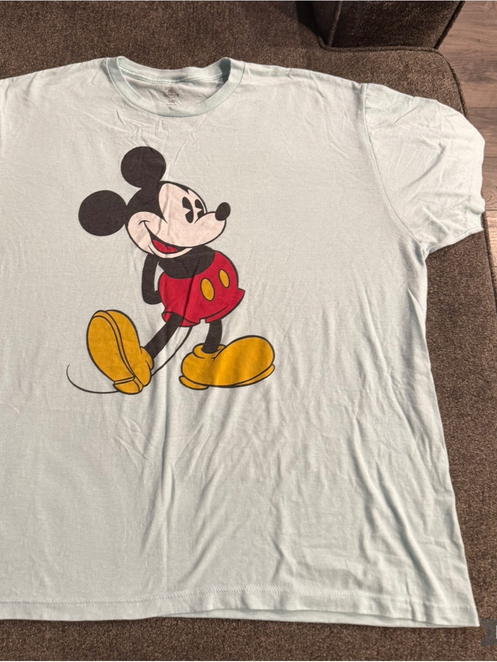 Disney Mickey Mouse Tee - Light Blue with Red & Yellow Graphic